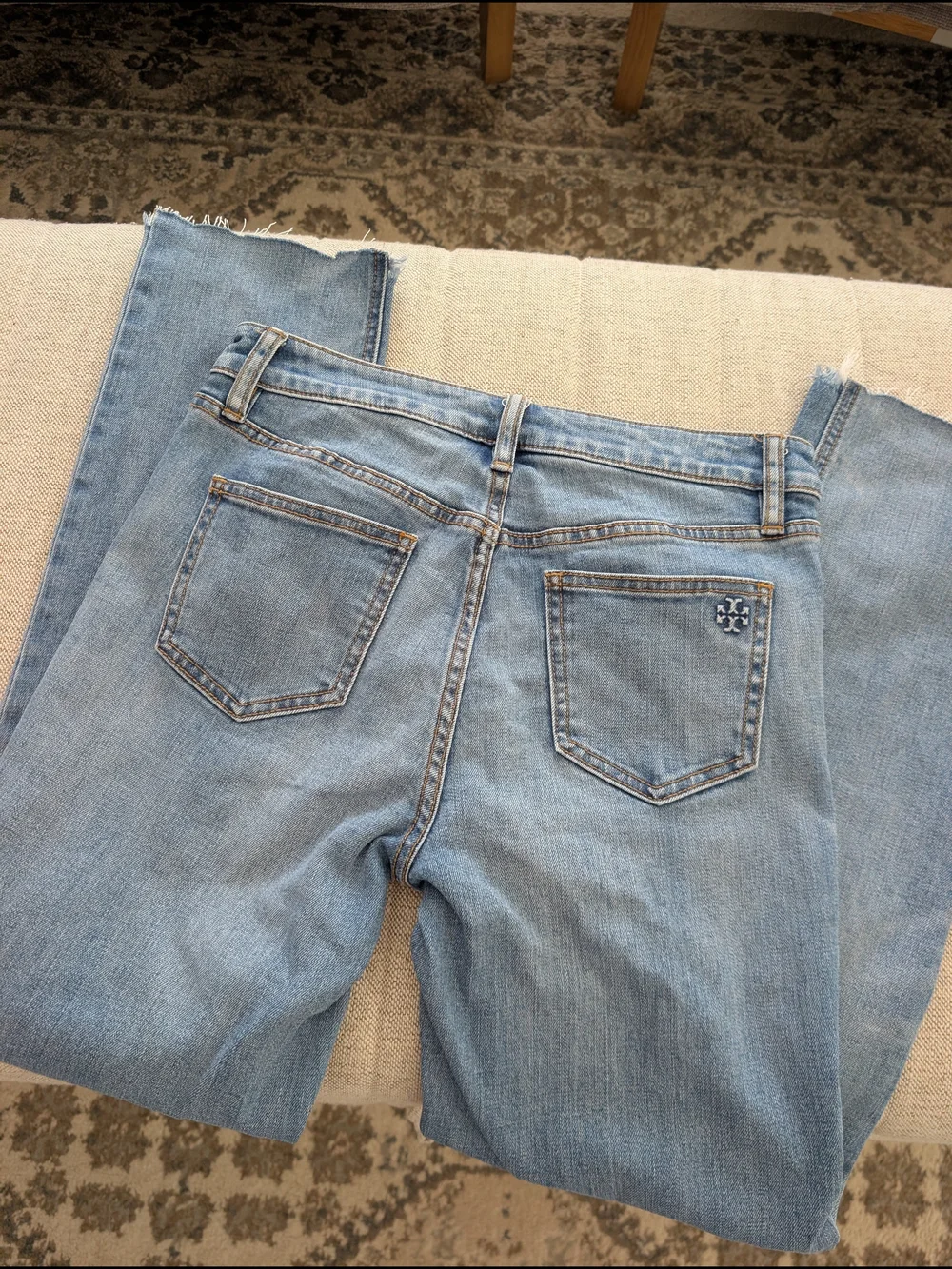Tory Burch Pardon My French Cropped Raw Hem Jeans Size 25